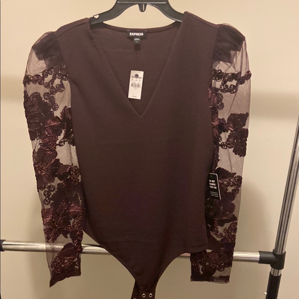 Love Brown Lace Sleeve Women's Top
